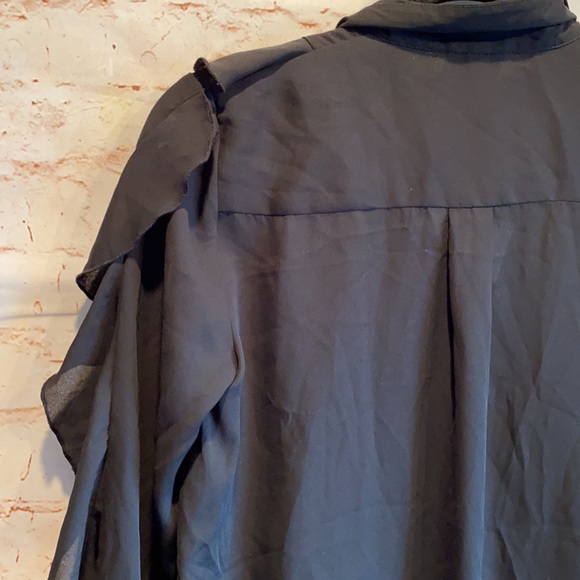 NWT Who What Wear Black blouse long sleeve ruffles - Picture 6 of 7